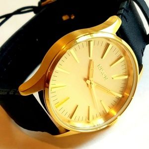 Nixon Sentry 38 Yellow Gold Plated Watch New